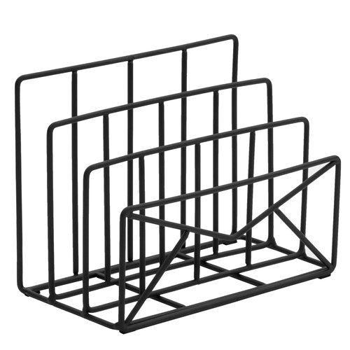MyGift 3 Slot Modern Black Metal Wire Freestanding Desk Mail Sorter with Envelope Design, Office Desktop Letter, File, and Bill Compact Storage Organizer