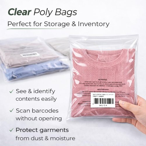 Clear Poly Bags 600 Count Combo Pack - Self-Seal Adhesive Storage & Shipping Bags (9x12, 11x14, 12x15) for Apparel & Retail