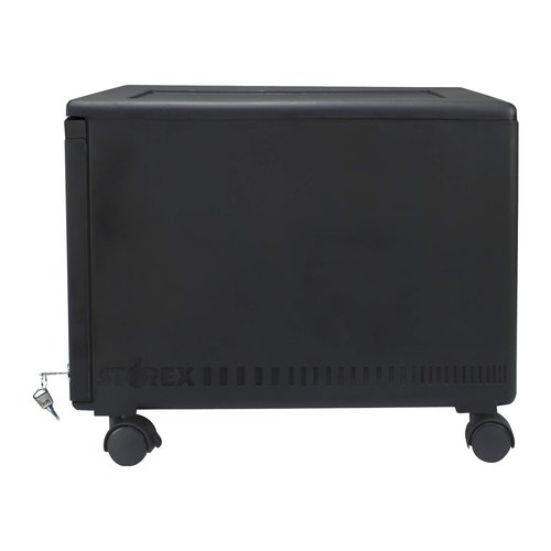 Storex Plastic One-Drawer File Cabinet – Locking Document Organizer with Casters for Home and Office, Black, 1-Pack (61264A01C)