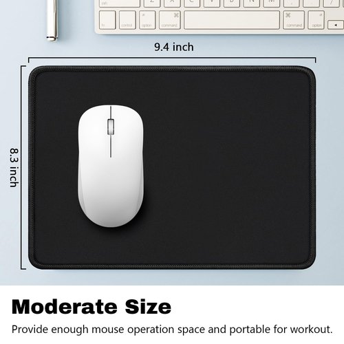 Mouse Pad, Gaming Pad, with Anti-Fray Stitching, Stitched Edges, Non-Slip Rubber Base-Durable, Portable, with Easy Glide, Quick Response, Water-Washable, Black