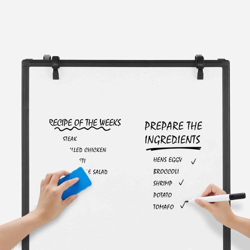 Sweetcrispy Whiteboard Easel 40 x 28 Inches, Magnetic Dry Erase White Board, Portable Boards Height Adjustable, Dry Erase Board with Stand for School, Office and Home, Silver Aluminium Frame, Black
