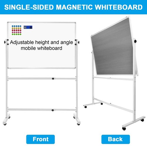 Max-officoo Mobile Whiteboard with Rolling Stand 36"x24" Portable Single-Sided Magnetic Dry Erase Board on Wheels Included 20 Magnets, 2 Markers & 1 Eraser