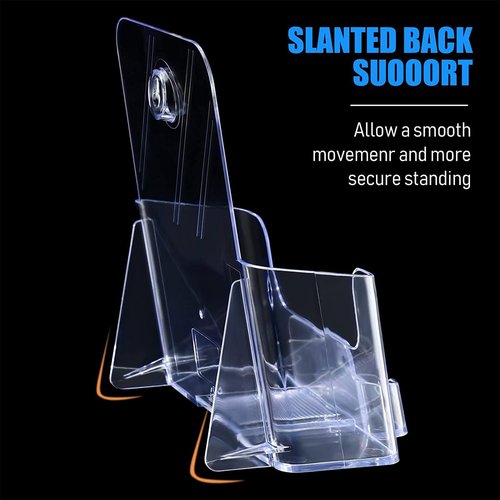 Remerry 2 Set 6.5 Inch Wide Acrylic Brochure with Business Card Holder, Bifold Clear Brochure Display Stand Flyer Literature Magazine Pamphlet Booklet Holder for Desk or Wall Mount Display