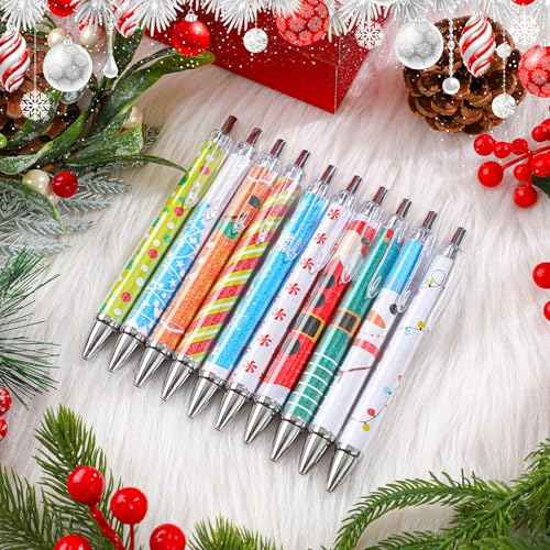 100 Pcs Christmas Ballpoint Pens Bulk Cute Nutcracker Candy Santa Snowman Design Christmas Pens Gifts Bulk For Xmas Tree Decoration Office Home Party Gift Supplies(Classic)