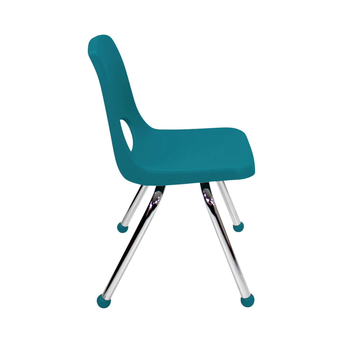 FDP 14" School Stack Chair,Stacking Student Seat with Chromed Steel Legs and Ball Glides for in-Home Learning or Classroom - Teal (6-Pack), 10363-TL