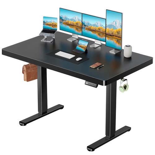 Marsail Electric Standing Desk with One-Piece Desktop, 55 x 30 Sit Stand Desk with Thickened Tabletop, Height Adjustable Stand Up Desk with Cable Management for Home Office(Frame+Desktop, 2 Packages)