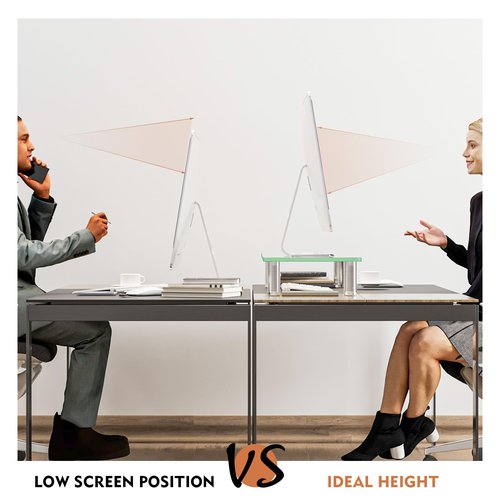 Hemudu Clear Computer Monitor Riser with Height Adjustable Multi Media Desktop Stand for Flat Screen LCD LED TV, Laptop/Notebook/Xbox One,HD01T-001