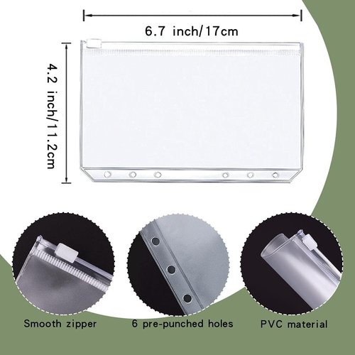 LXWHYP Money Saving Binder, Savings Challenges Book with for Cash Envelopes, 12pcs Zipper Envelopes A6 Budget Binder, Budget Planner for Managing Budgets and Saving Money -(Green-7.4IN)