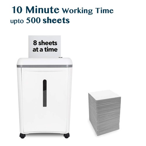 WOLVERINE 8-Sheet Super Micro Cut High Security Level P-5 Ultra Quiet Paper/Credit Card Home Office Shredder with 4.5 gallons Pullout Waste Bin SD9101 (White)