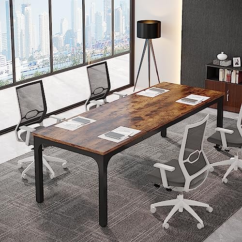 Tribesigns 6.5FT Conference Table Brown, 78.7-Inch Rectangular Meeting Desk for 6-8 People