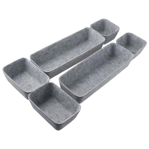 dohobby Light Gray Felt 8-piece Set of Office Makeup Table Forming Storage Box Organizing Storage Box