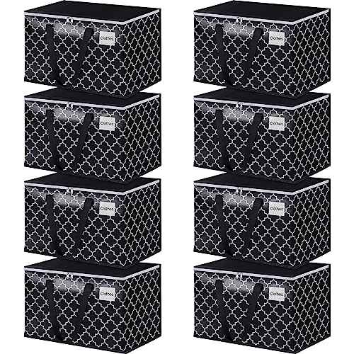 HomeHacks Heavy Duty Moving Bags with Tag Pockets, Collapsible Storage Totes for Moving, Camping & Travel -Foldable Packing Boxes, Zipper Handles, Black£¨8 Packs, 125L£©