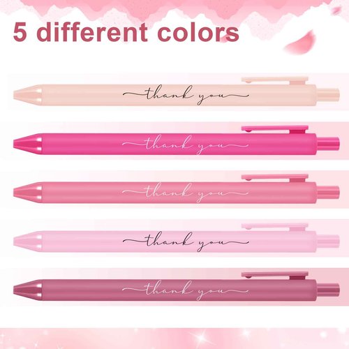 Dispowreath 200 Pcs Breast Cancer Awareness Thank You Pens Bulk Pink Candy Bridal Shower Ballpoint Pen for Women Wedding Baby Shower Server Waitress Coworker Teacher Physician Medical Assistant Gifts