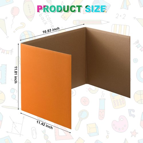 SATINIOR 24 Pcs Privacy Boards for Student Desks Classroom Desk Divider Trifold Table Desk Privacy Panel Privacy Folders for Students Desk Partition Study Carrel School Teacher 12 Colors, 16 x 12 in
