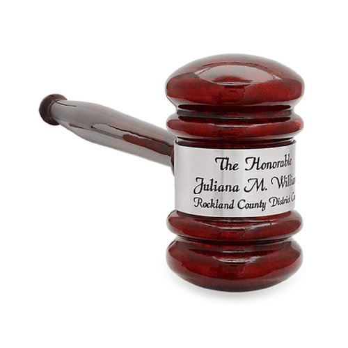 Executive Gift Shoppe | Personalized Rosewood Gavel with Silver Band