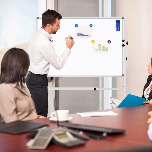 CALENBO Dry Erase Board with Stand 36 X 24, Whiteboard with Stand Height Adjustable Rolling Whiteboard Mobile Magnetic White Board on Wheels Stand Up White Board