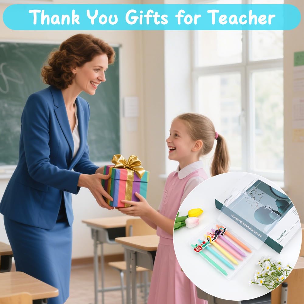 Bluckincle Cute Teacher Pens,Teacher Appreciation Gifts,Black Ink Writing Ballpoint Pen for School Office Classroom,Must Haves for Teachers Employee,Teachers Essentials Supplies