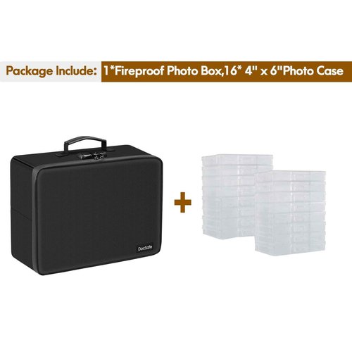 DocSafe Fireproof Document Box+Photo Storage Box with Lock