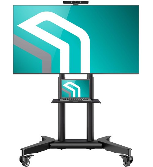 ONKRON Mobile TV Stand on Wheels for 32-75 Inch TVs, max Load up to 132 lbs, Height Adjustable TV Stand Portable, VESA 200x200-600x400, Rolling TV Cart with Shelf/TV Moving Stand Black