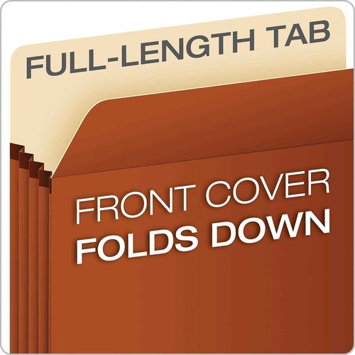 Pendaflex® Extra-Strong Acid-Free File Pockets, Letter Size, 5 1/4" Expansion, 30% Recycled, Red, Box of 50