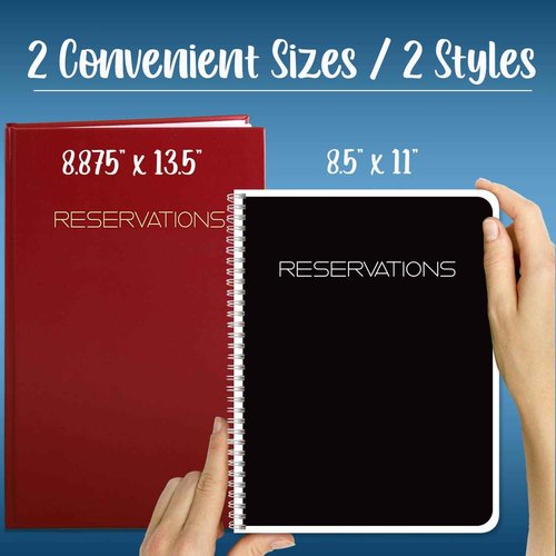 BookFactory Restaurant Reservations Book, 365 Day Table/Dinner Reservations, 408 Pages, 8 7/8'' x 13 1/2'' Red Imitation Leather, Section Sewn Hardbound (Made in USA)