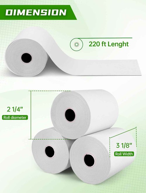 UMT Plastar Premium 3 1/8" x 220' Thermal Paper Receipt Rolls, BPA-Free, Pack of 50, Compatible with POS, Credit Card Terminals, Receipt Printers, Universal Fit