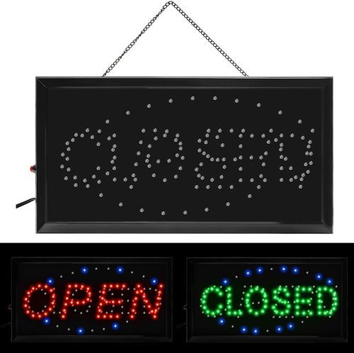 Boshen LED Open Sign - Eye-Catching Business Display with On/Off Switch & Chain - 2-in-1 Open/Closed