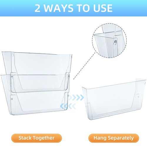 Segulah Hanging Wall File Organizer 4 Pack, Single Pocket Wall Mount File Holder Mail Organizer Wall Mounted Paper Organizer Mail Holder for Office Classroom Organization