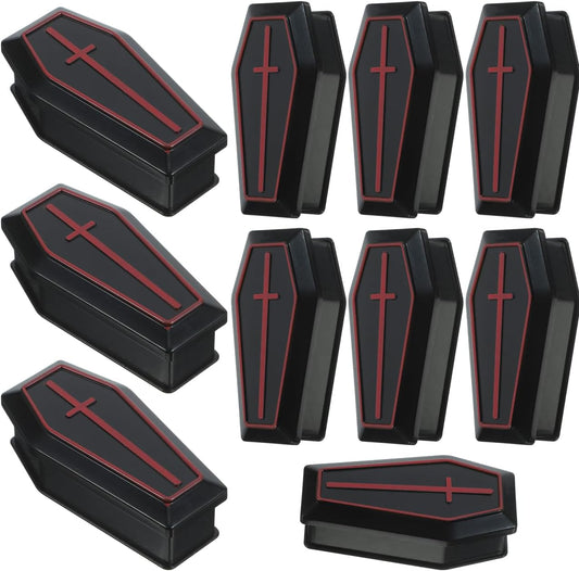 Skiennix Halloween Coffin Box - 10 Mini Black Caskets for Candy & Jewelry Party Favors