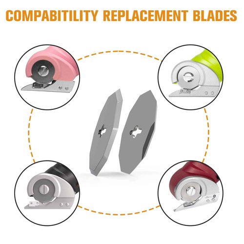 VLOXO Cordless Electric Scissors, Rotary Cutter for Fabric with Safety Lock Red and Replacement Blades
