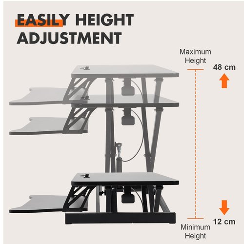 FAHKNS Standing Desk Converter, 36 Inch Height Adjustable Sit to Stand Riser Workstation, Sit Stand up Computer Home Office Desk, Black