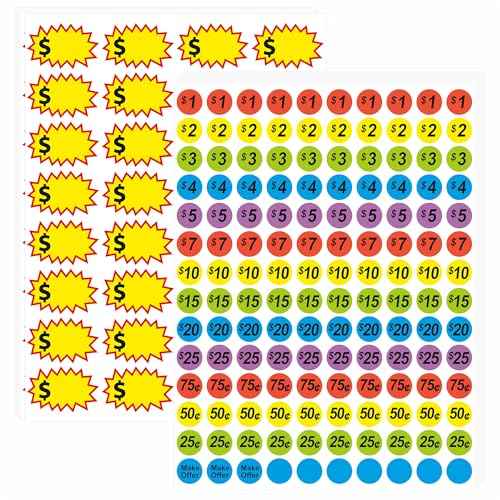 1560 Pcs Removable Garage Sale Price Stickers, 1400pcs Yard Sale Price Stickers & 160pcs Blank Princing Labels, Price Tag for Flea Markets, County Fairs & Retail Use