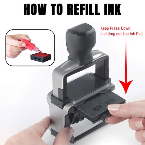 Custom Date Stamp with Personalized Text, Professional Self Inking - 4 Sizes 5 Color Inks Refill, for Paid Received Entered Stamper