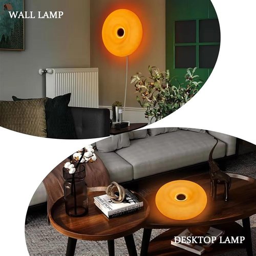 Guqkl Donut Lamp, Modern Design Led Bedside Desk Lamp with Durable Shade, Plug in Bedsided Wall Sconce Orange Donut Light for Bedroom Living Room (Orange-Plug-in-Touch Model)