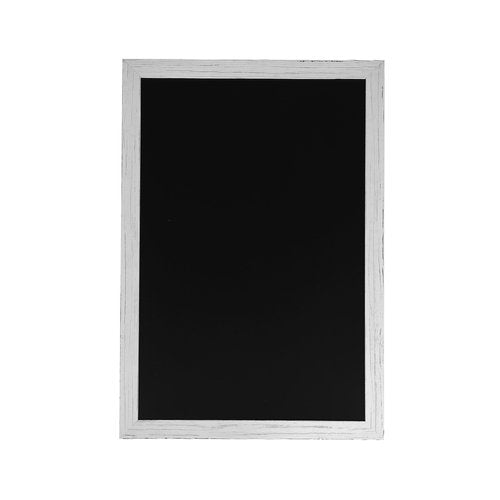 Flash Furniture Canterbury Wall Mount Magnetic Chalkboard Sign - Whitewash Wood Finish - 32" x 46" - Vertical or Horizontal Hanging Message Board