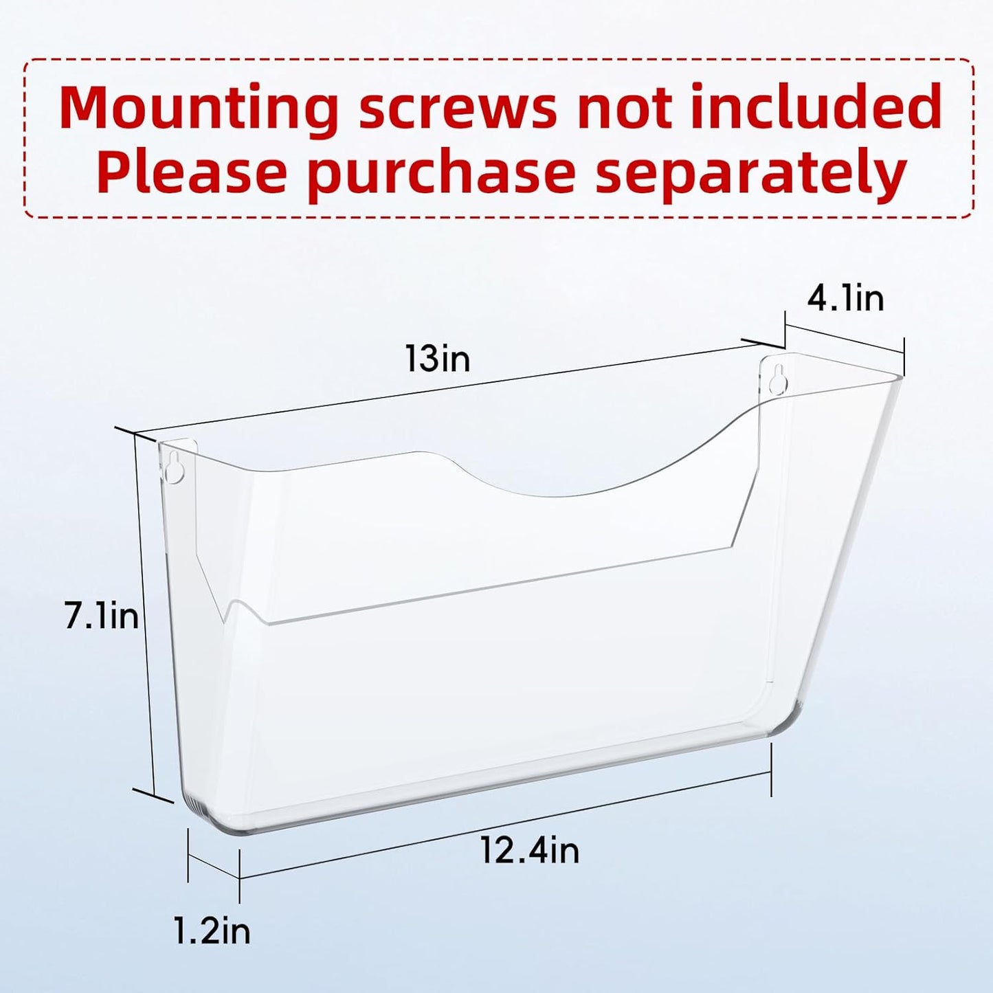 SUPEASY Clear Acrylic Wall File Organizer - Wall-Mounted Holder for Mail & Magazines | Single Pocket Design
