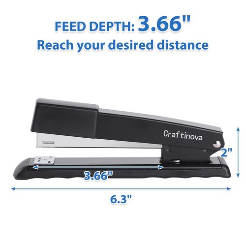 Craftinova Metal Desktop Stapler - 25 Sheet Capacity, Heavy Duty, Black, with 2000 Staples & Remover, Office Use, 6 Pack