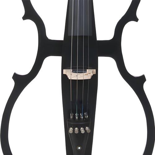 Verahaus Electric Cello 4/4 Full Size Ebony Fittings with Lightweight Cello Bag, Headphones, Bow, Bridge, Rosin, Cello for Beginners Adults(Metallic Black)