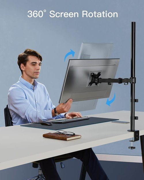 HUANUO Monitor Arm - Adjustable Desk Mount for 13-32 Inch Screens | Extra-Tall 39-Inch Pole, Holds 22 lbs
