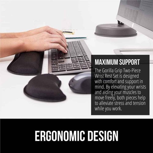 Gorilla Grip Chair Desk Mat and Wrist Rest, Chair Mat Size 36x48, Plastic Computer Mat for Carpet, Wrist Rest Includes Mousepad Rest in Black, Stain Resistant, 2 Item Bundle