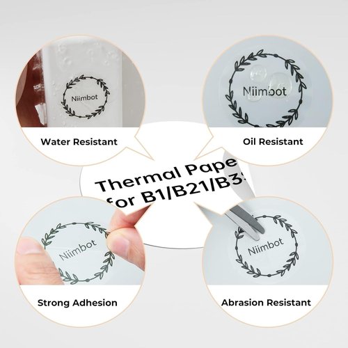 NIIMBOT Thermal Stickers - 200 Waterproof Round Labels for B21/B1/B3S Printer | 1.34'' x 1.34'' (34x34mm)