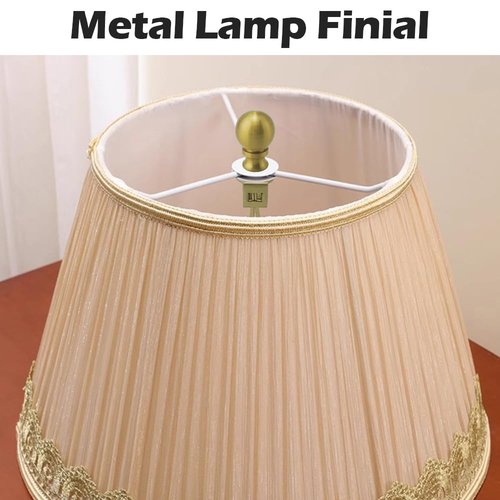 Asjeumt 2 Pieces Lamp Shade Light Bulb Clip Adapter Kit, Antique Brass Lampshade Holder with Round Top Finial, No Harp Required, Clip on Bulb, DIY Replacement Repair Table & Floor Light Metal Parts