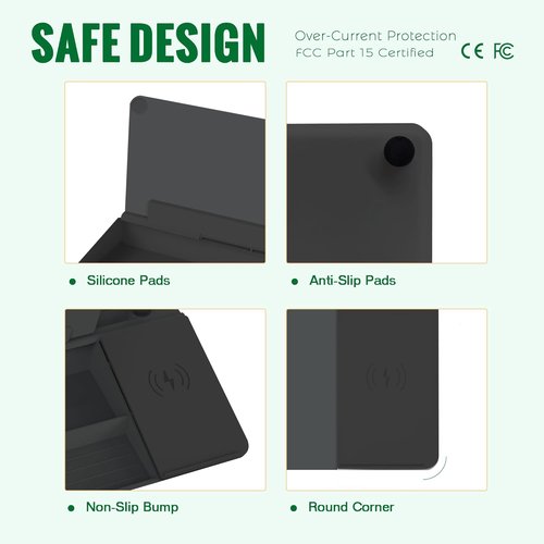 SELEAD Desktop Glass Whiteboard - Wireless Charger & Organizer for Home/Office | Black