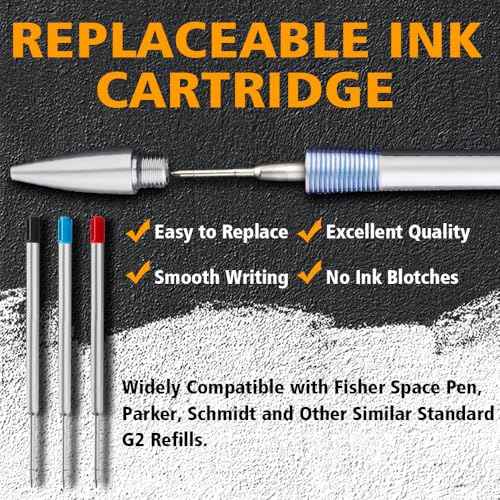 Cool Hand 5.91'' Titanium Alloy Bolt Action Pens, Ballpoint Ink Refillable, Office Business Writing Pens, Deep Pocket Clip,with a Refill, Blue