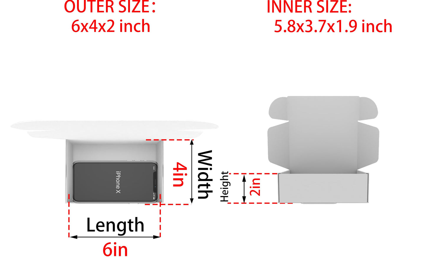 Lmuze 6x4x2 inches Small Shipping Boxes Set of 50 - White Mailer Corrugated Cardboard Boxes for Shipping Packaging Mailing Products