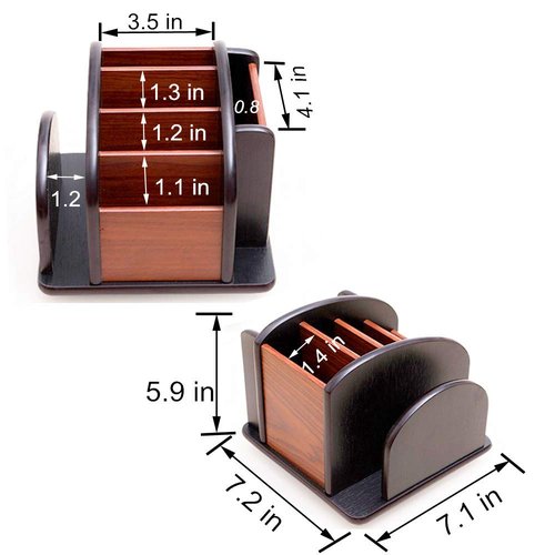 NA Rotatable remote control organizer wooden multi-purpose pen holder multi compartment storage and sorting box office and home desktop organizer HeBen7005