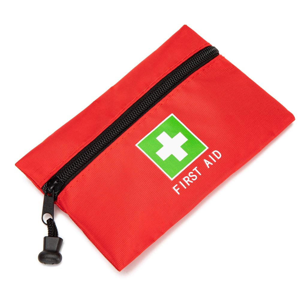 Jipemtra Red Emergency Pouch - Small Travel First Aid Bag for Car, Home, Office & Outdoors (8.3x5.5)