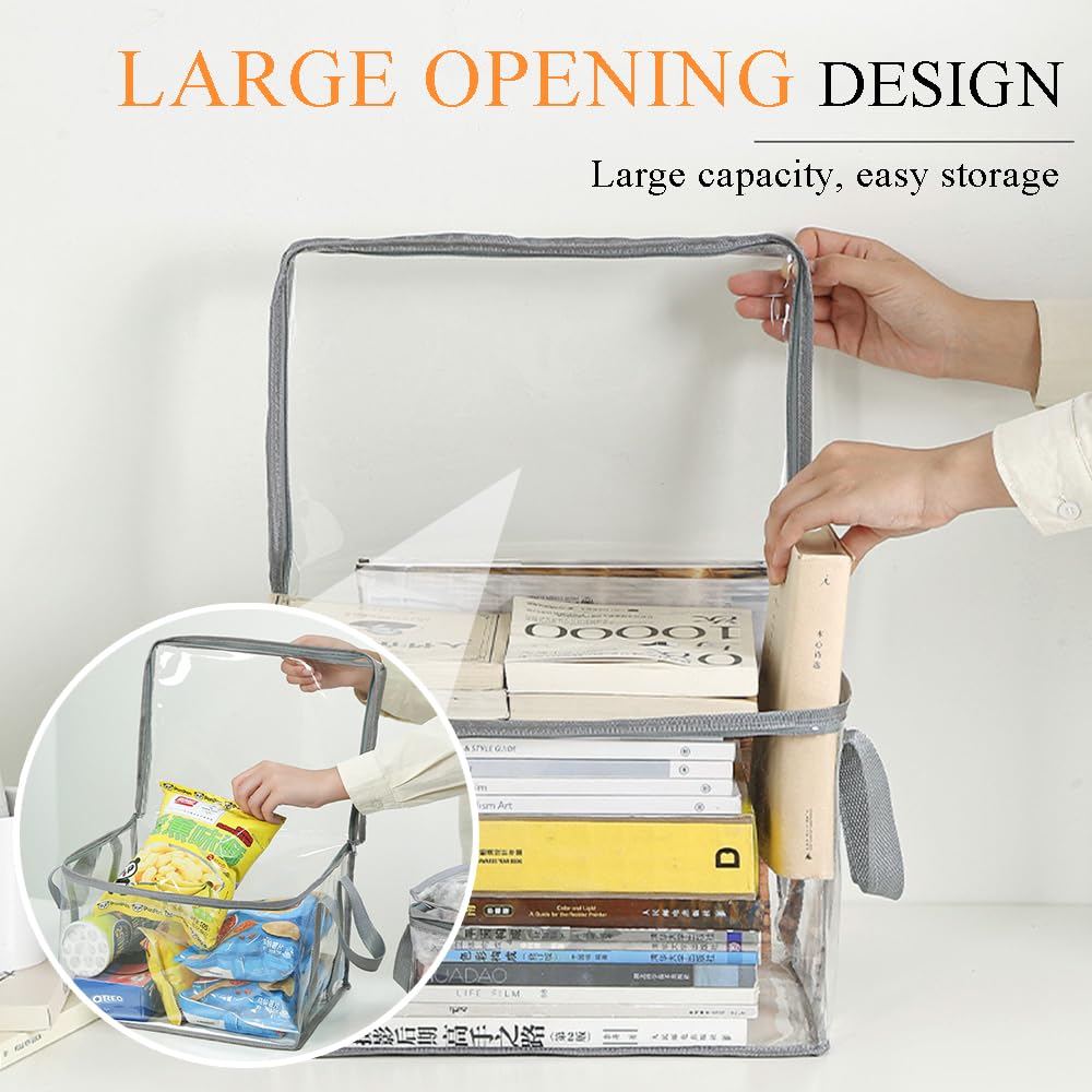 Ouliget Waterproof Clear Zippered Organizers Largesize,Moving Storage Bags with Reinforced Handles,Closet Organizers and Storage Container for Book DVD Blu Ray Disc Clothing,15''x12.5''x9.5''
