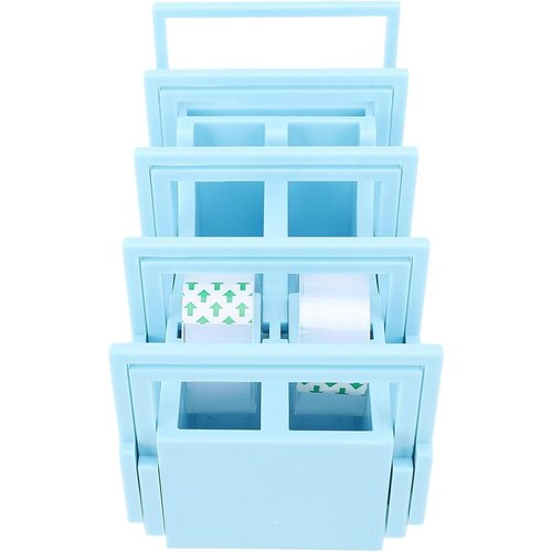 EQUELY Dispenser for Wrapping, Portable Foldable Double Roll Tape Dispenser Assistant, Multi Roll Ribbon Cutter Machine or Packaging, Crafting, Wrapping Presents, Strong & Sturdy(Blue)