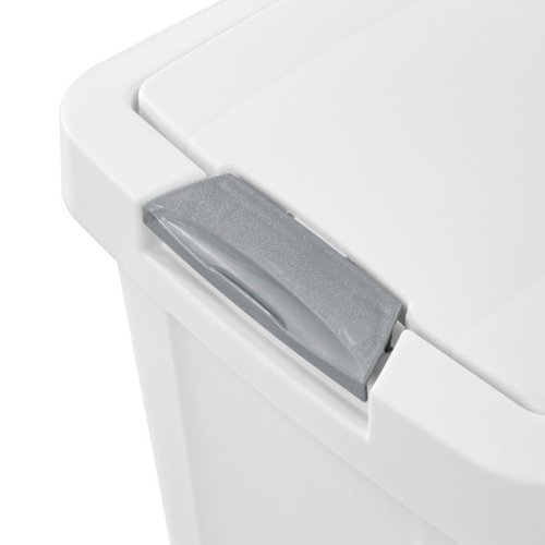 Sterilite 7.5 Gallon TouchTop Wastebasket Trash Can with Pop Up Lid for Kitchen, Bathroom, Mudroom or Office, 4 Pack, White